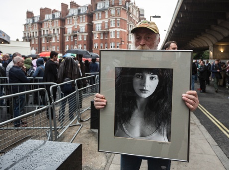 Ian, 67, from Hammersmith with his photograph of Kate Bush, outside Hammersmith Apollo. He doesn’t have a ticket.  Photograph: David Levene