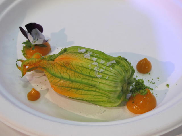 Lo Basso 's pumpkin flower filled with burrata