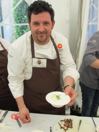 Piercarlo Zanotti Cappuccini Cucina San Francis.Potatoe cream local sardine,trout eggs and Franciacorta oll